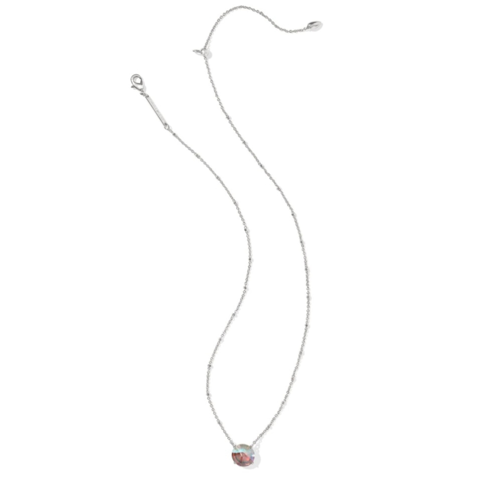 New Kendra Scott Silver Jolie Pendant Necklace in Dichroic Glass